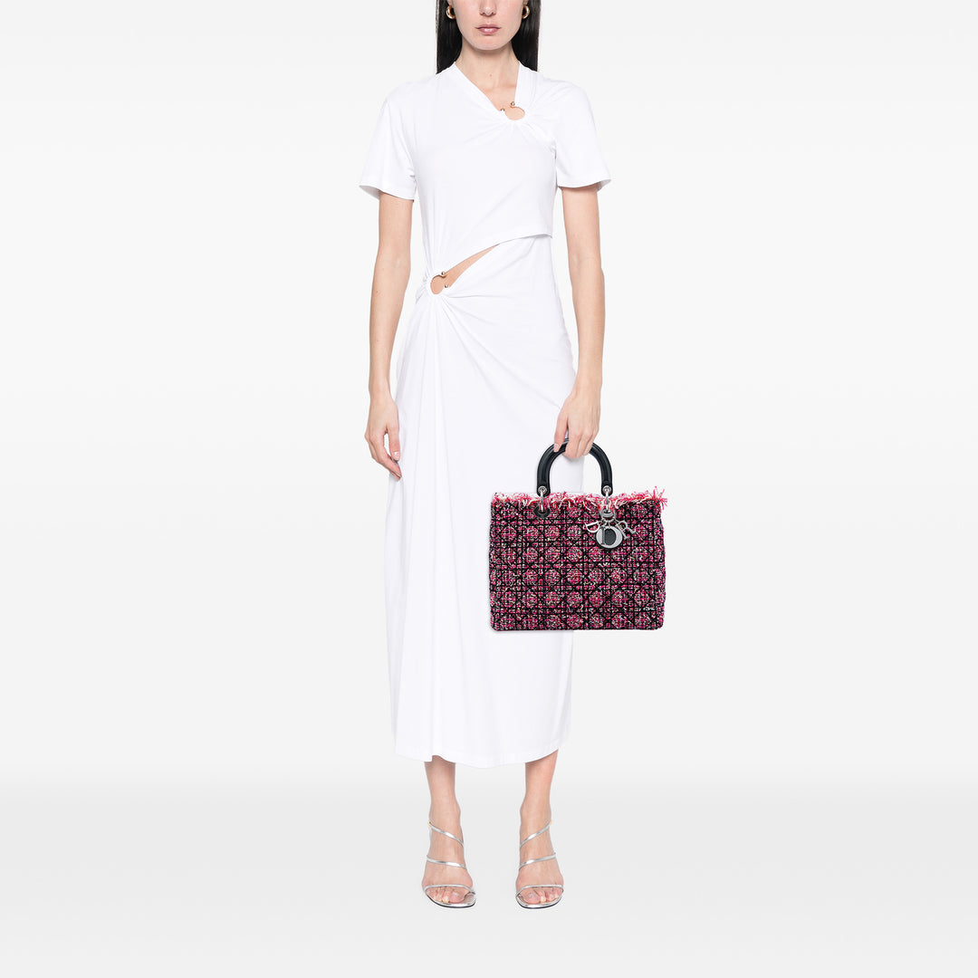 Dior Lady Dior Cannage Fringe Grand Tweed Rose – vue 5 – GABY PARIS