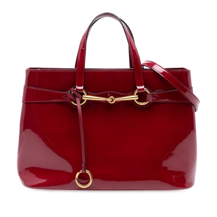 Gucci Cuir verni Bright Bit Sac cartable Rouge