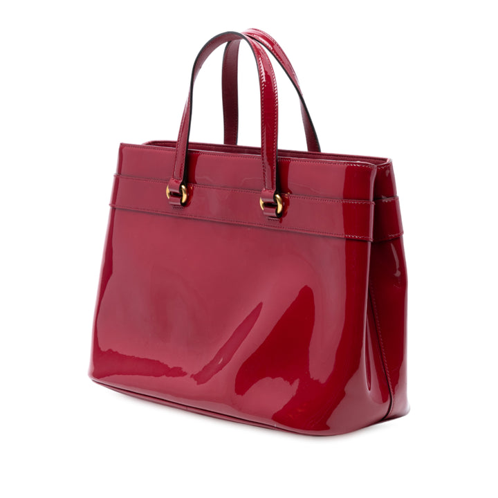 Gucci Cuir verni Bright Bit Sac cartable Rouge