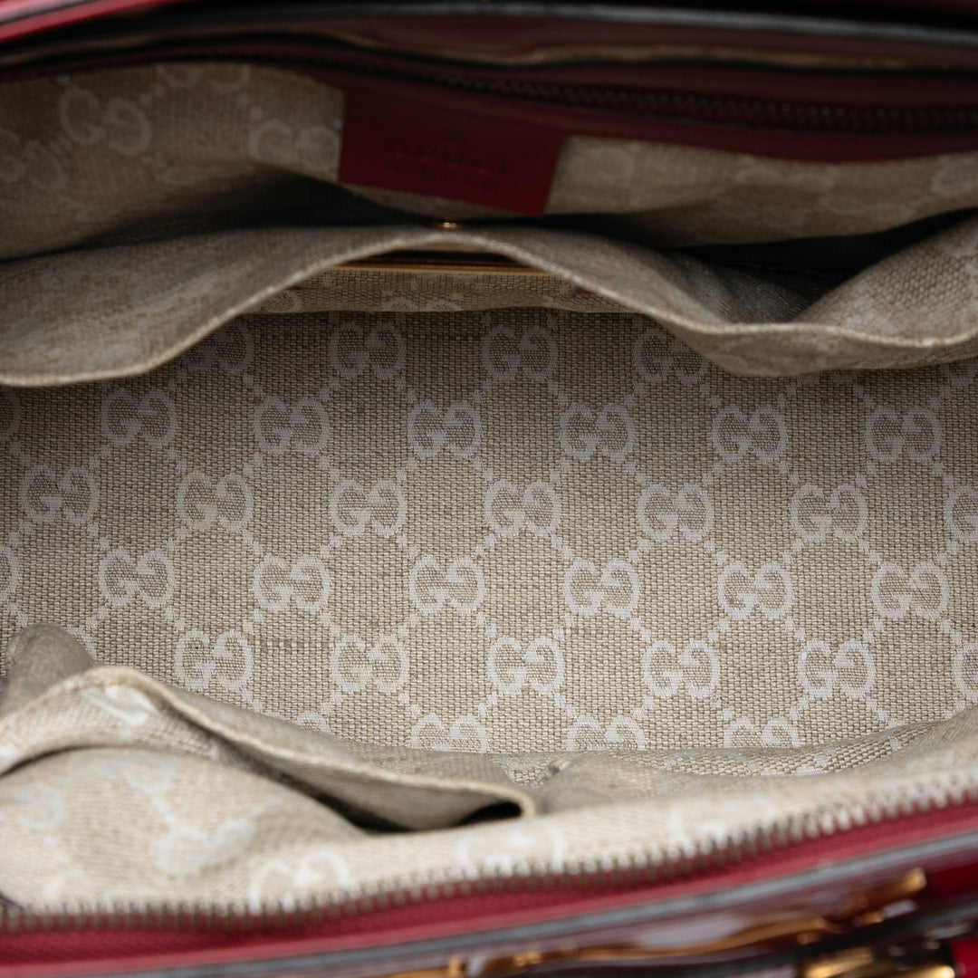 Gucci Cuir verni Bright Bit Sac cartable Rouge