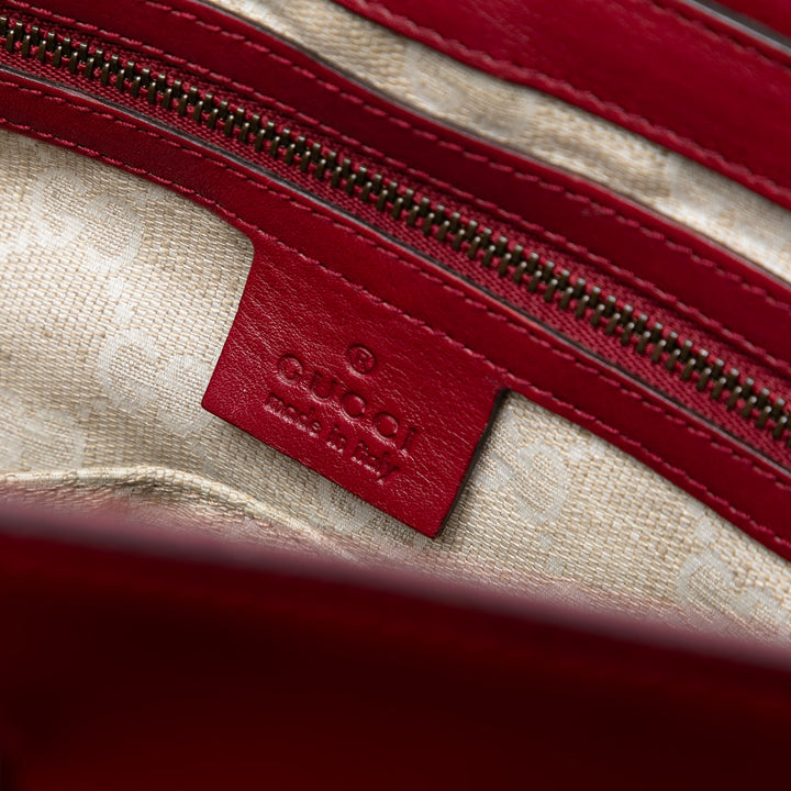 Gucci Cuir verni Bright Bit Sac cartable Rouge