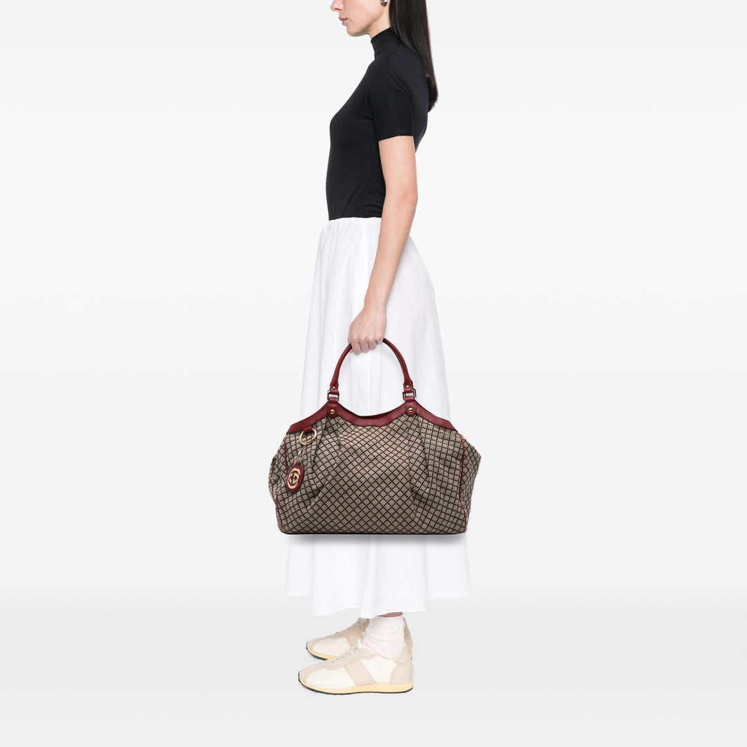 Gucci Large Diamante Toile Sukey Cabas Marron – GABY PARIS Authentique