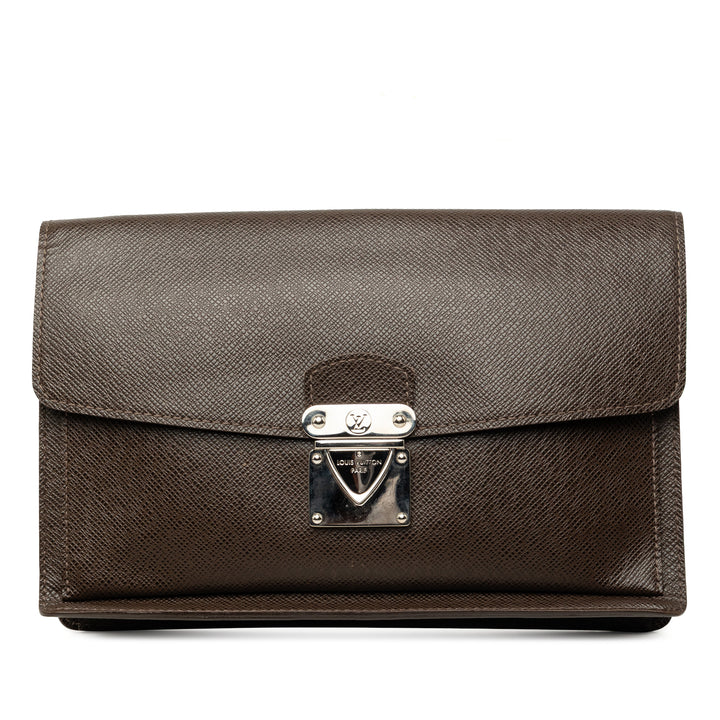 Louis Vuitton Taiga Belaia Pochette Marron – vue principale – GABY PARIS