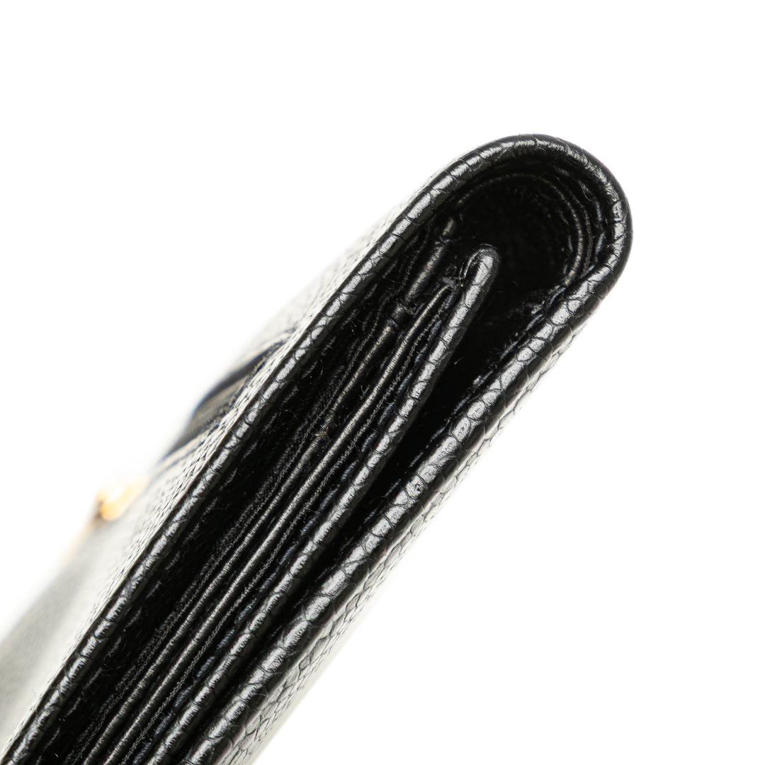 CC Caviar Trifold Wallet Black - Gaby Paris
