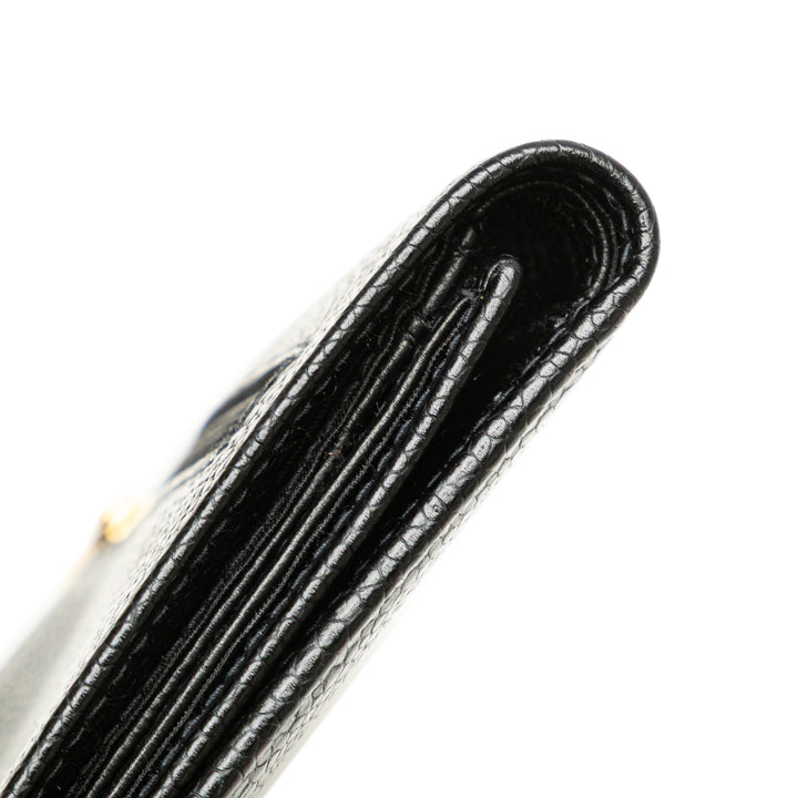 CC Caviar Trifold Wallet Black - Gaby Paris