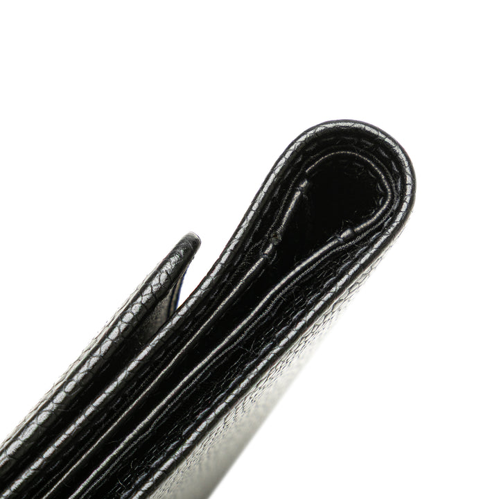 CC Caviar Trifold Wallet Black - Gaby Paris