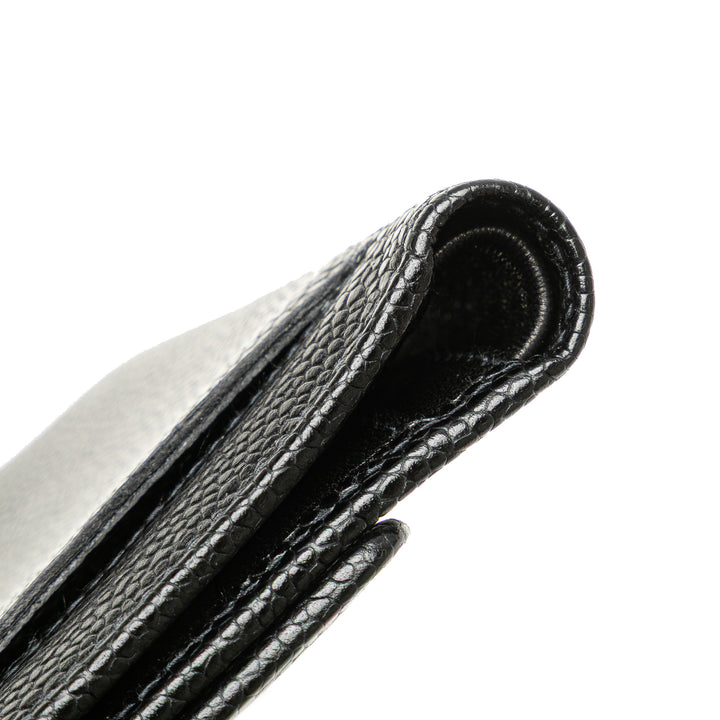CC Caviar Trifold Wallet Black - Gaby Paris