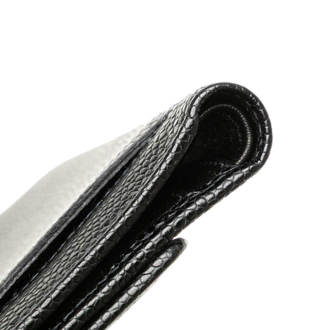 CC Caviar Trifold Wallet Black - Gaby Paris