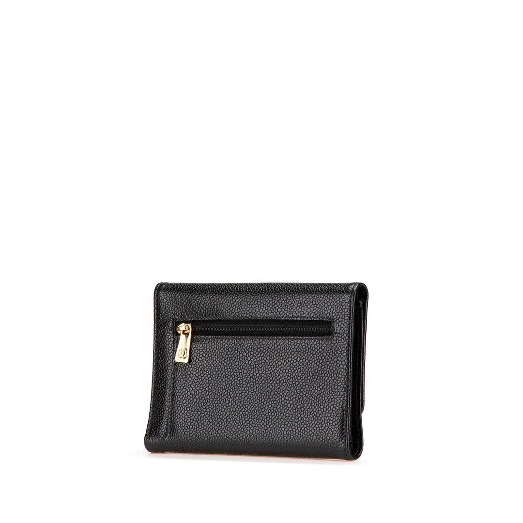 CC Caviar Trifold Wallet Black - Gaby Paris