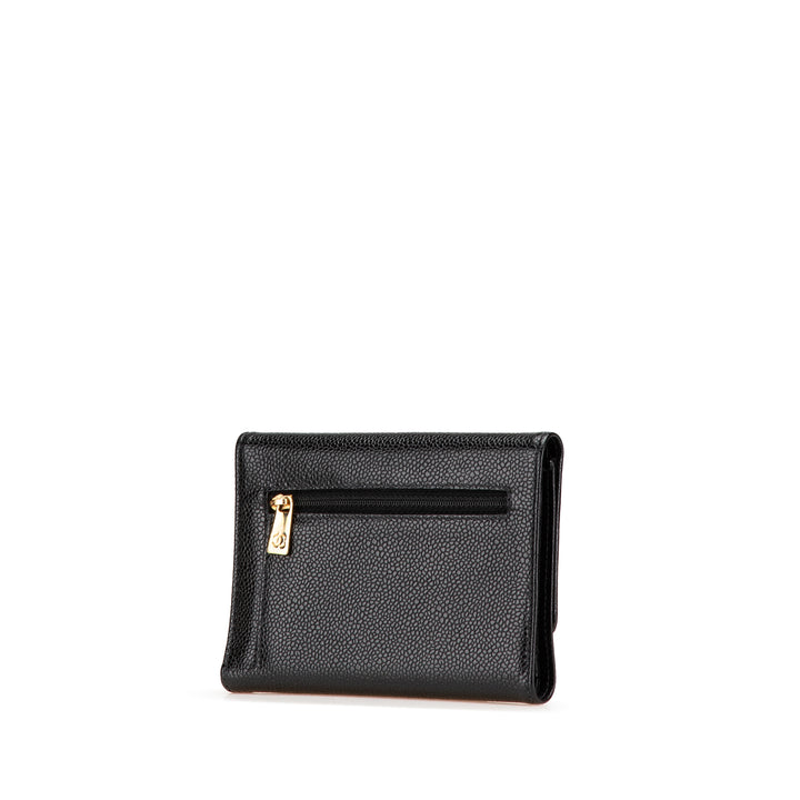 CC Caviar Trifold Wallet Black - Gaby Paris