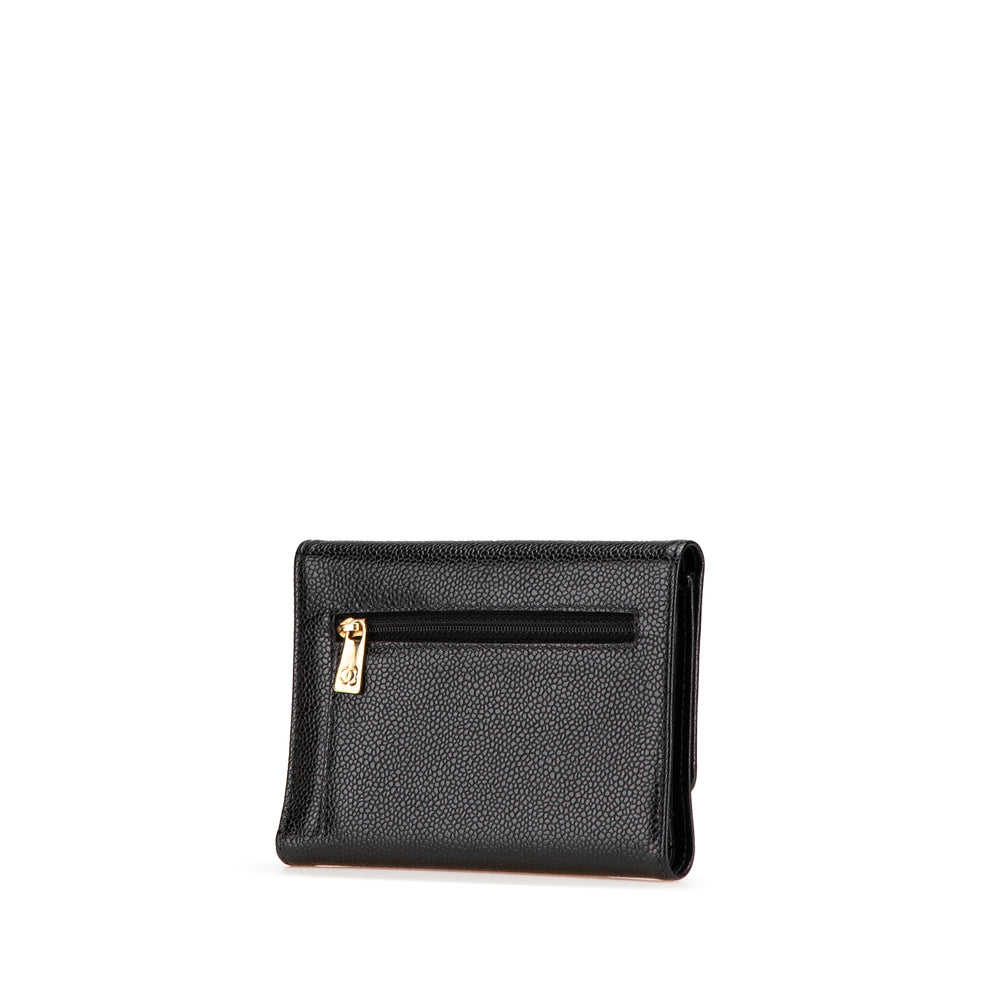 CC Caviar Trifold Wallet Black - Gaby Paris