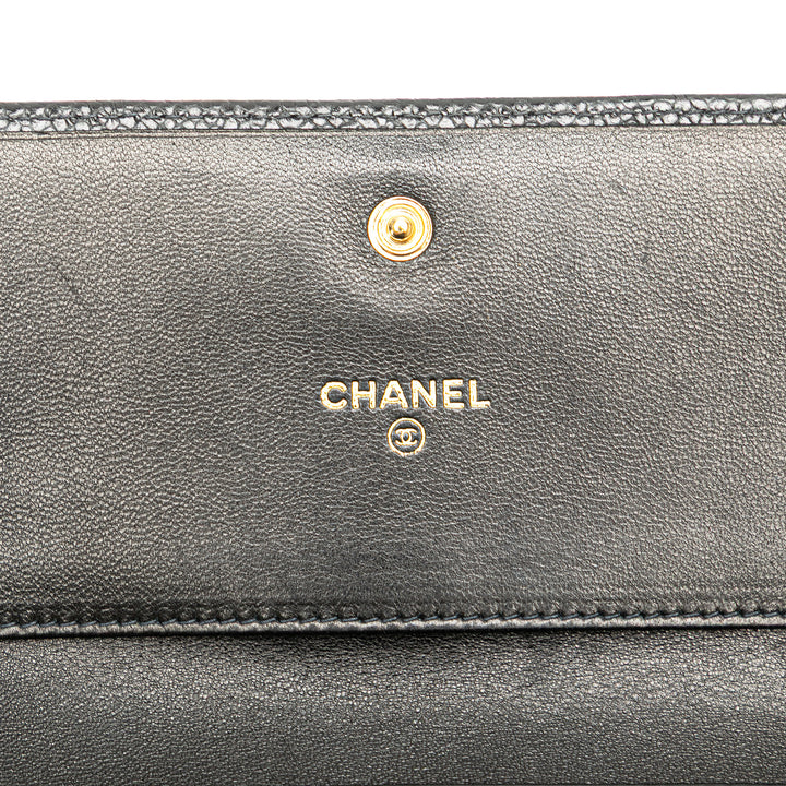 CC Caviar Trifold Wallet Black - Gaby Paris
