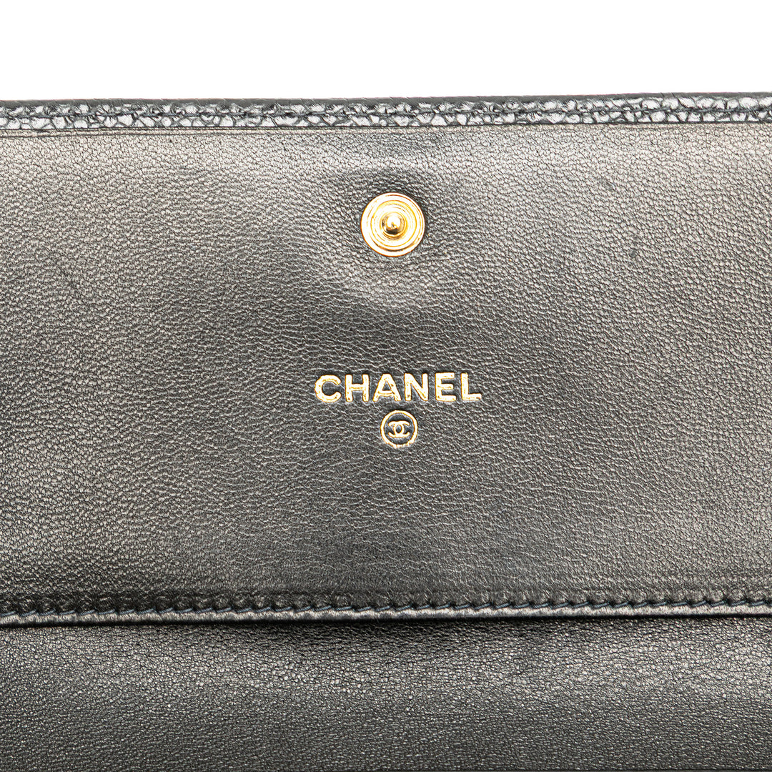 CC Caviar Trifold Wallet Black - Gaby Paris