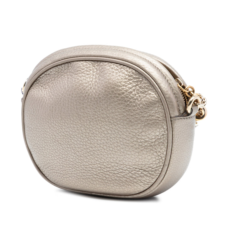 Métallisé Pebbled Soho Chaîne Sac Mini Cuir de veau Doré