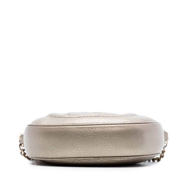 Métallisé Pebbled Soho Chaîne Sac Mini Cuir de veau Doré