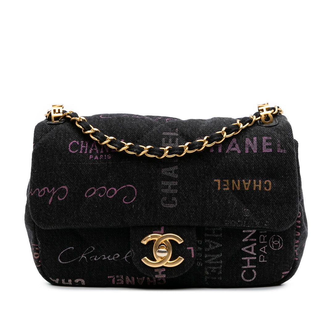 Mini Rectangular Quilted Denim Mood Flap Gray - Gaby Paris