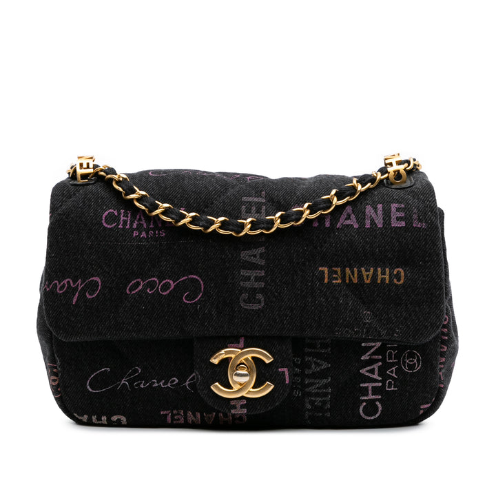 Mini Rectangular Quilted Denim Mood Flap Gray - Gaby Paris
