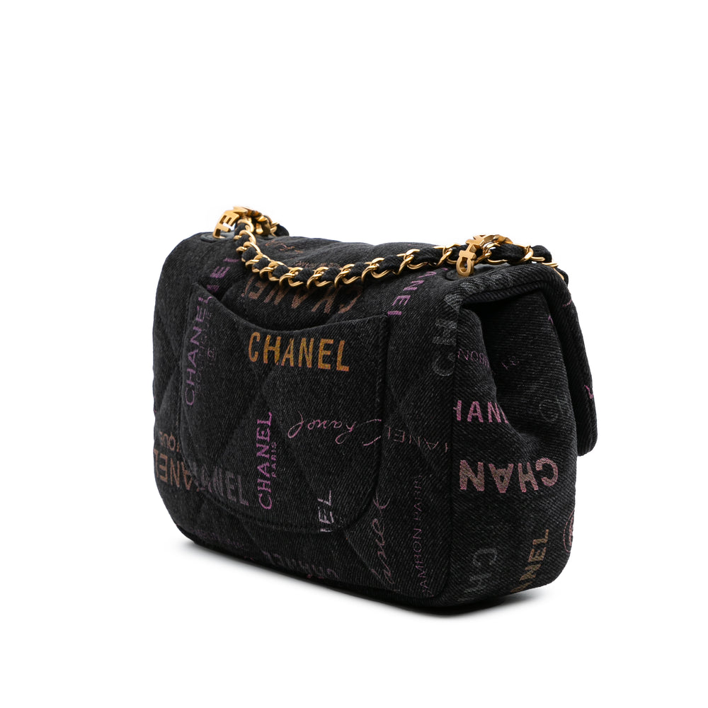 Mini Rectangular Quilted Denim Mood Flap Gray - Gaby Paris