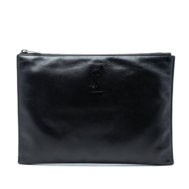 Saint Laurent Grain De Poudre Monogram Monochrome iPad Étui