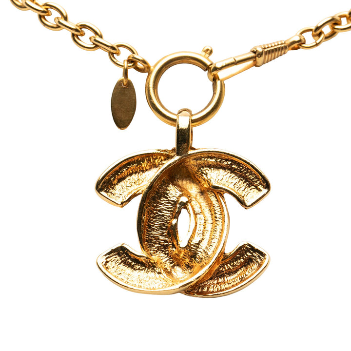 Chanel CC plaqué Matelassé Pendant Collier