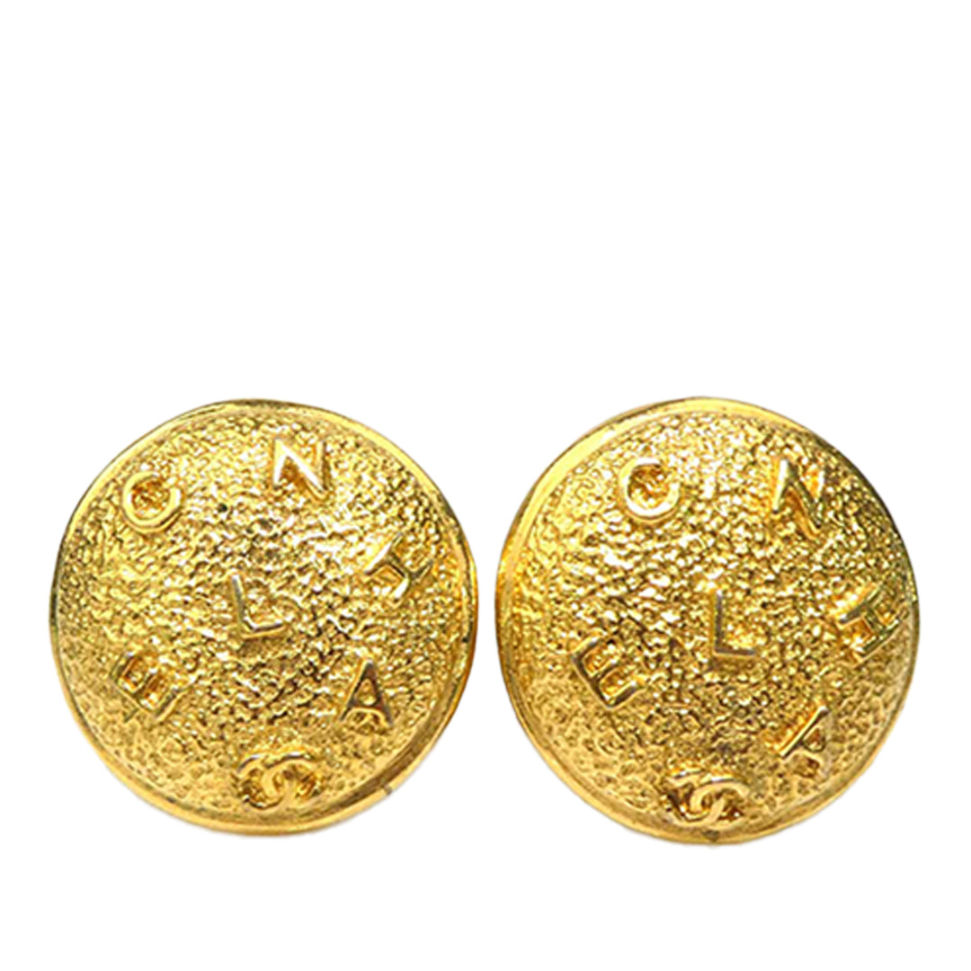 Chanel plaqué Logo Rond À clip Boucles d'oreilles Doré – vue principale – GABY PARIS