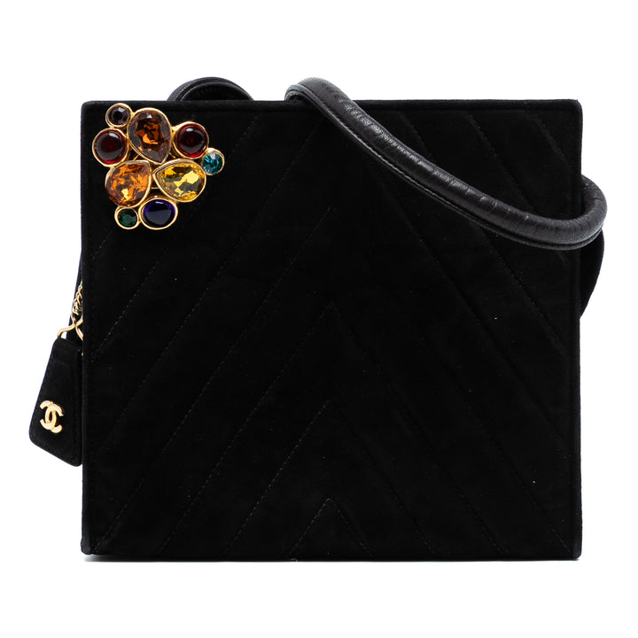 Chanel Chevron Velours CC Stones Sac porté croisé