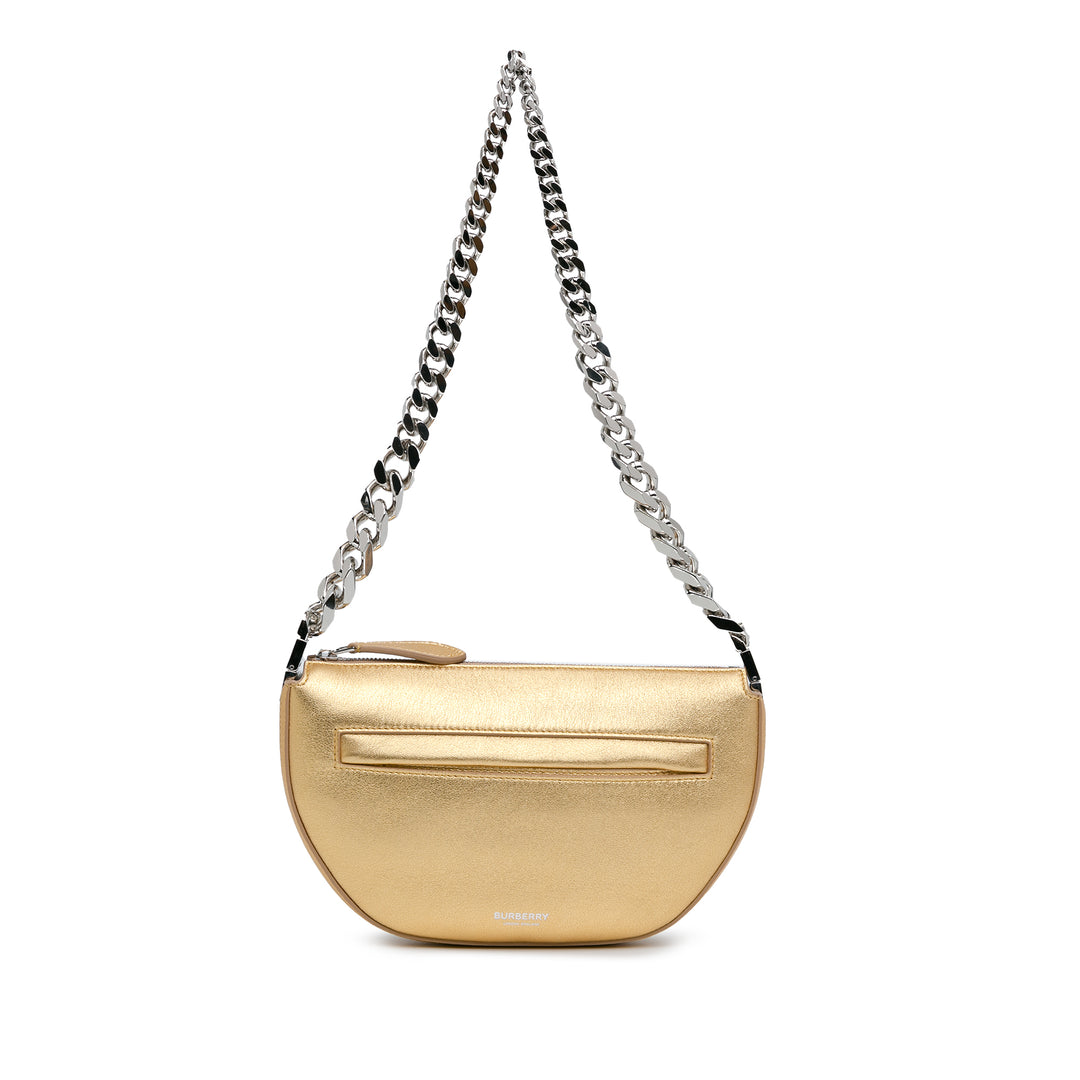 Burberry Mini Metallic Olympia Zip Chain Bag Gold - GABY PARIS