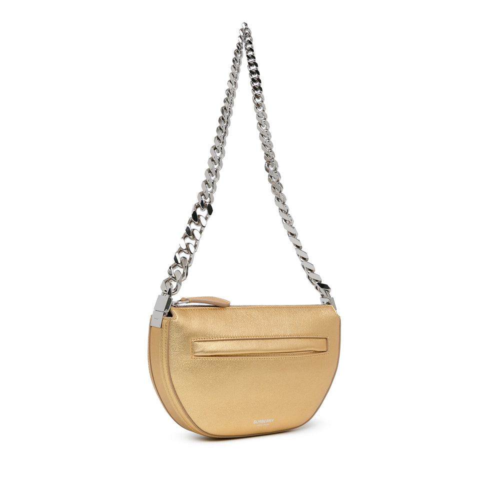 Burberry Mini Metallic Olympia Zip Chain Bag Gold - GABY PARIS