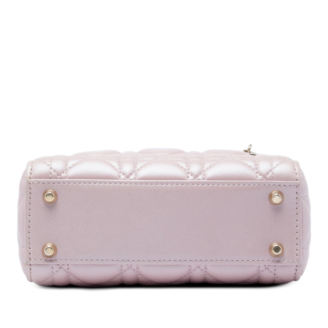 Lady Dior Irisé Cannage Mini Cuir d'agneau Rose