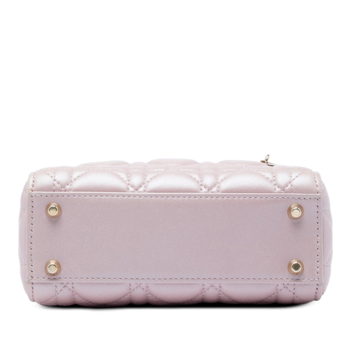 Lady Dior Irisé Cannage Mini Cuir d'agneau Rose