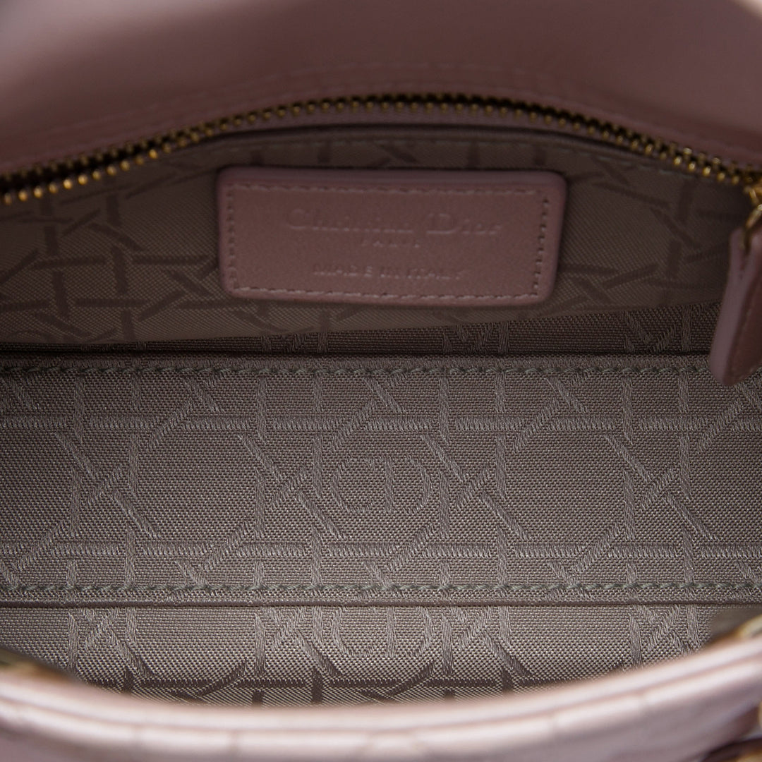 Lady Dior Irisé Cannage Mini Cuir d'agneau Rose