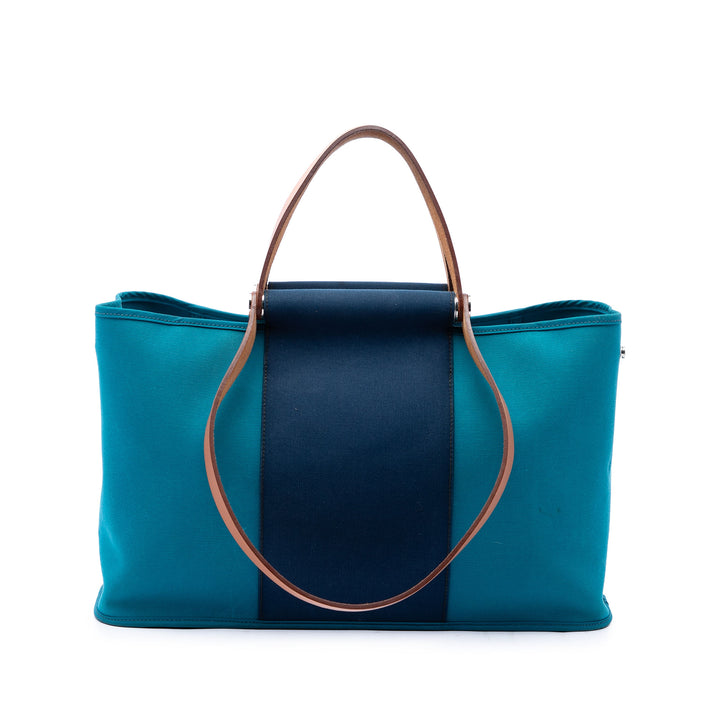 Hermès Sac à main Bicolore Cabag Elan PM Bleu – vue principale – GABY PARIS