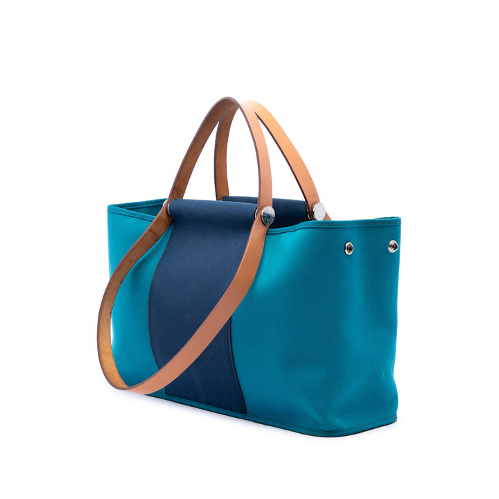 Hermès Sac à main Bicolore Cabag Elan PM Bleu – vue 2 – GABY PARIS
