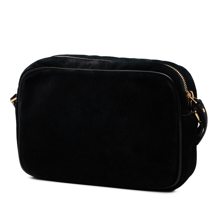 Saint Laurent Daim Crystal Monogram Lou Sac caméra Noir