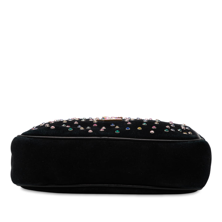 Saint Laurent Daim Crystal Monogram Lou Sac caméra Noir