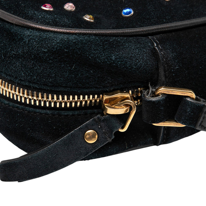 Saint Laurent Daim Crystal Monogram Lou Sac caméra Noir