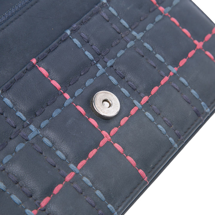 Chanel CC Square Stitched Cuir de veau Wallet on Chain Bleu