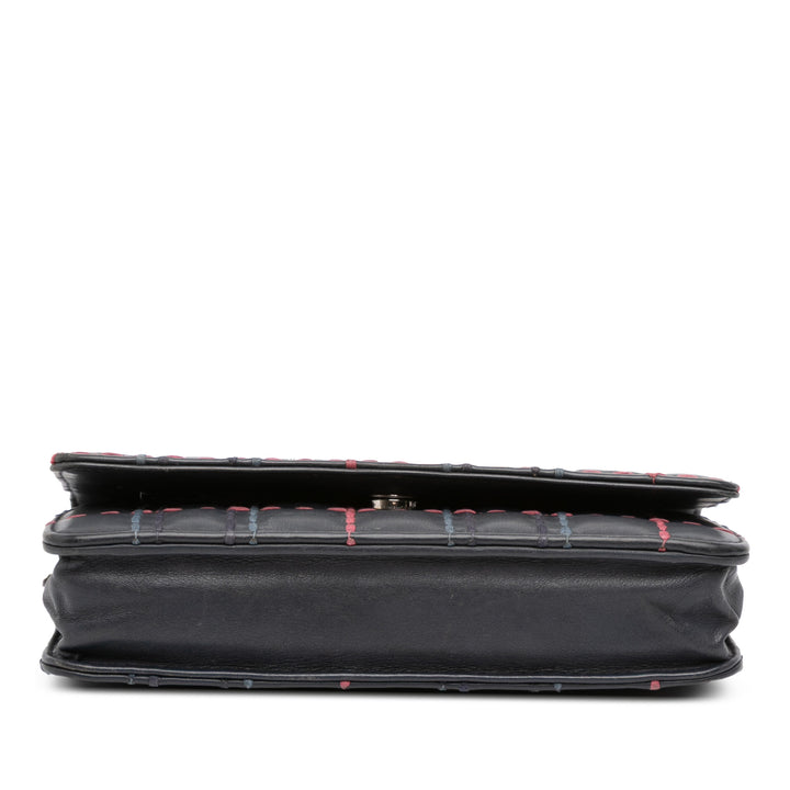 Chanel CC Square Stitched Cuir de veau Wallet on Chain Bleu