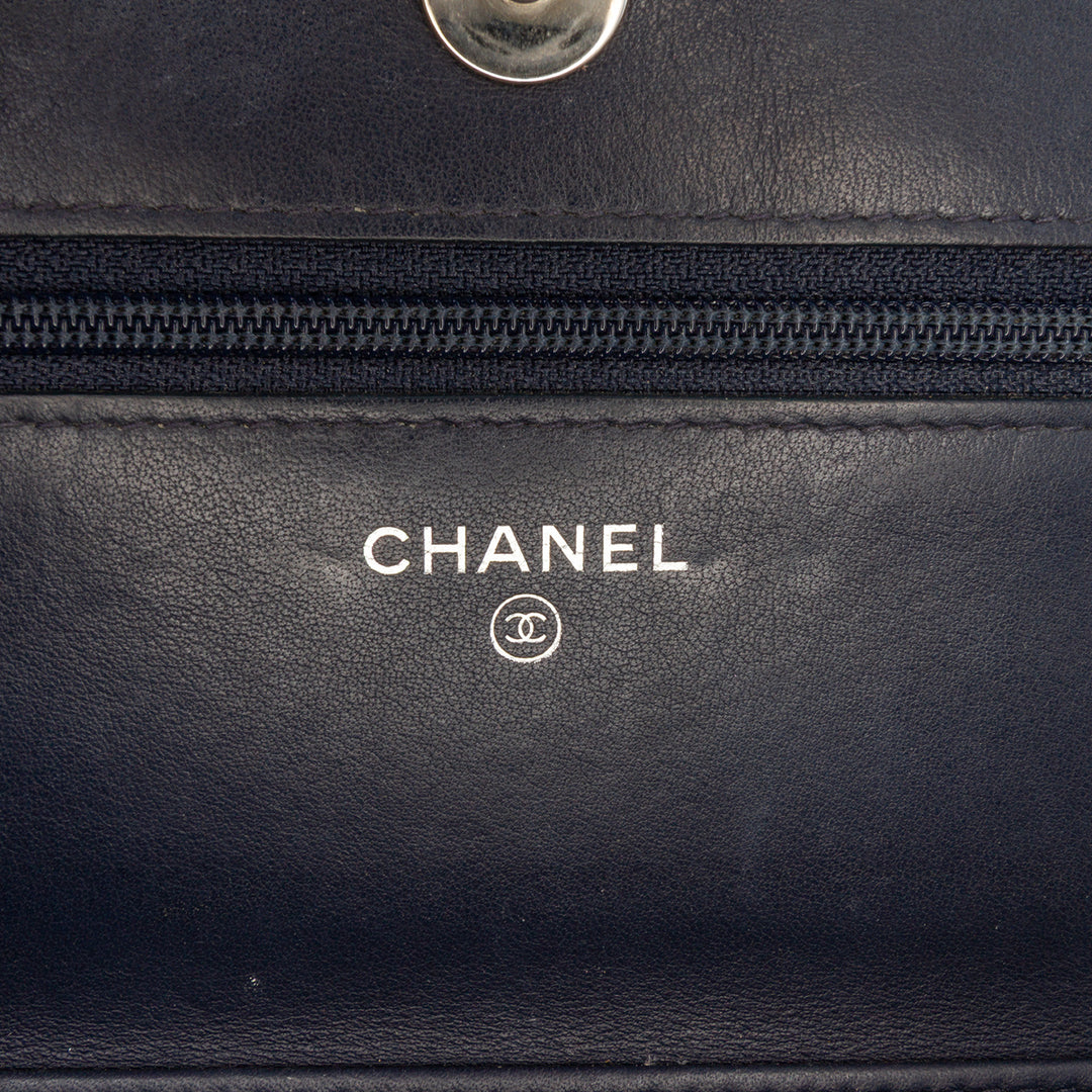 Chanel CC Square Stitched Cuir de veau Wallet on Chain Bleu