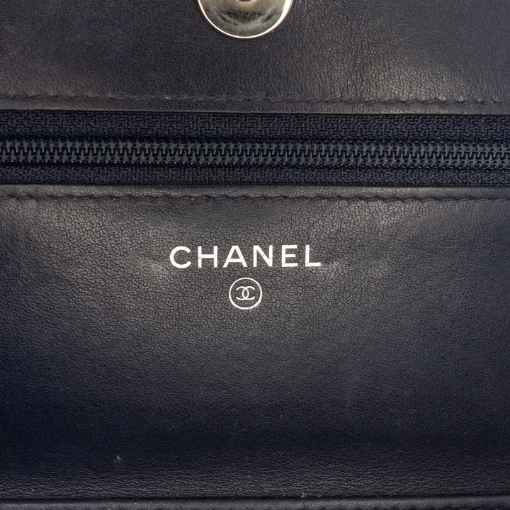 Chanel CC Square Stitched Cuir de veau Wallet on Chain Bleu