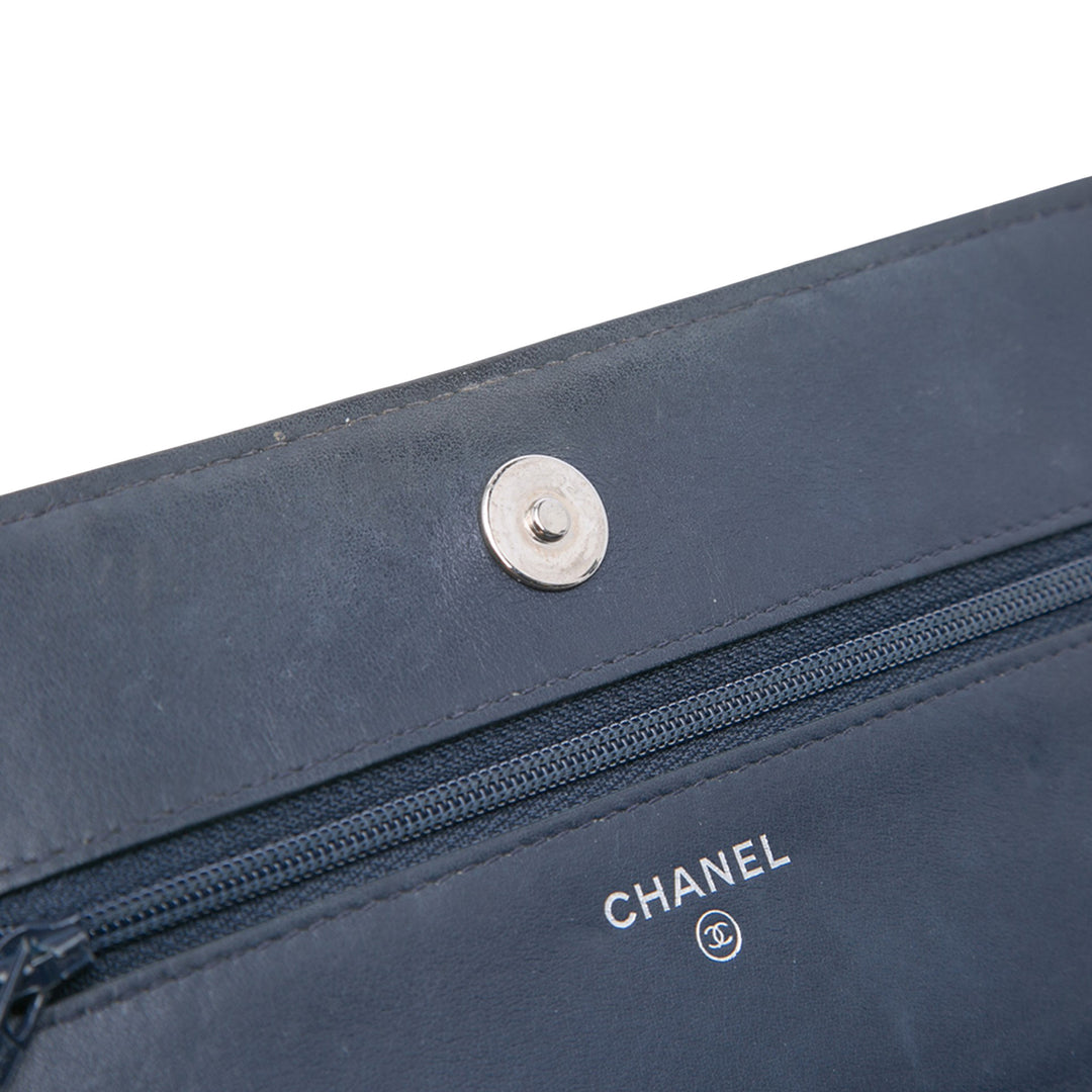 Chanel CC Square Stitched Cuir de veau Wallet on Chain Bleu