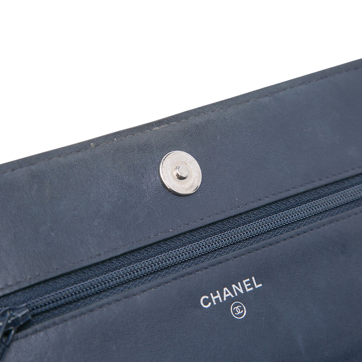 Chanel CC Square Stitched Cuir de veau Wallet on Chain Bleu