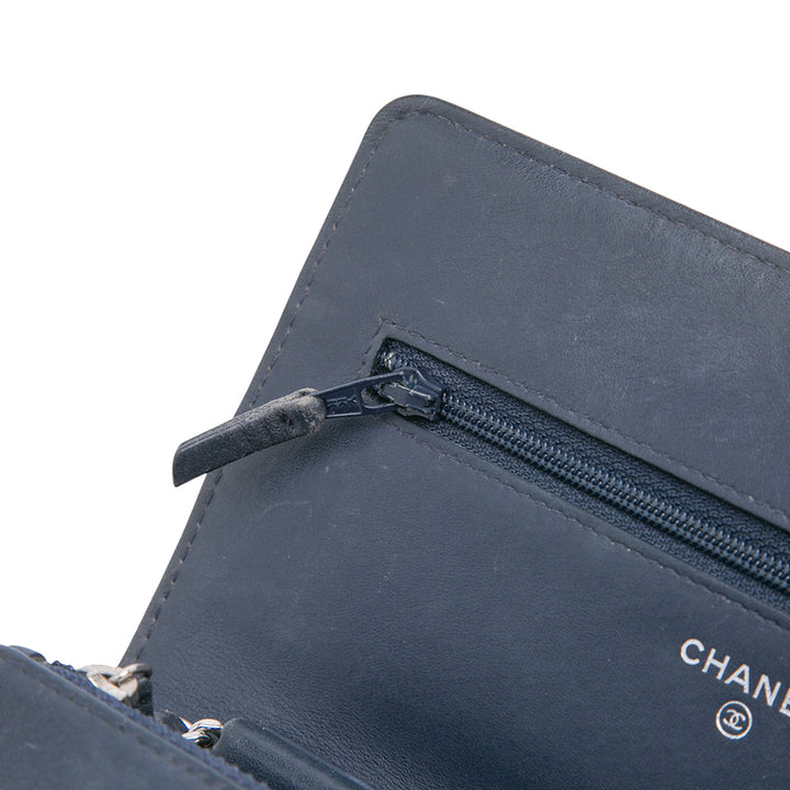 Chanel CC Square Stitched Cuir de veau Wallet on Chain Bleu