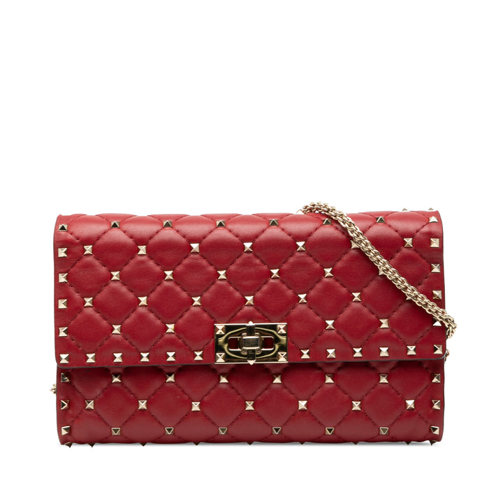 Valentino Cuir Rockstud Spike Wallet on Chain