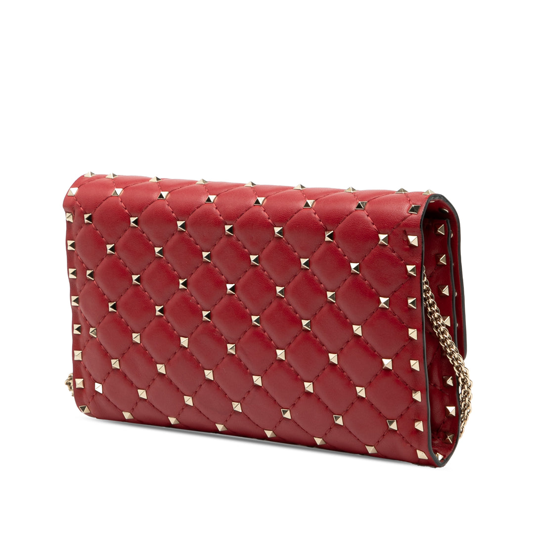 Valentino Cuir Rockstud Spike Wallet on Chain