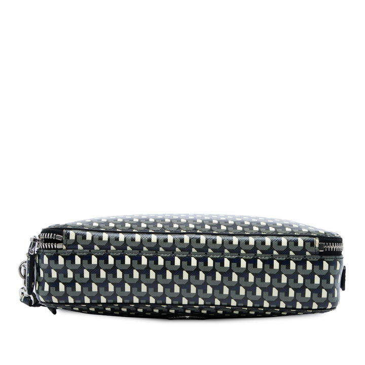 Prada Pochette Geometric Portfolio Zippé Saffiano Bleu – vue 3 – GABY PARIS