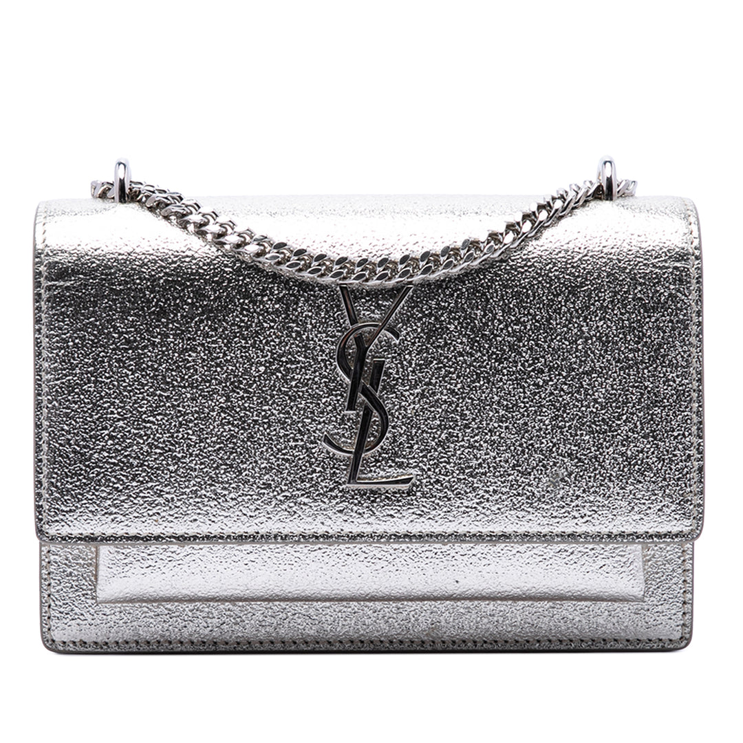 Saint Laurent Mini Metallic Cuir de veau Monogram Sunset Wallet on Chain