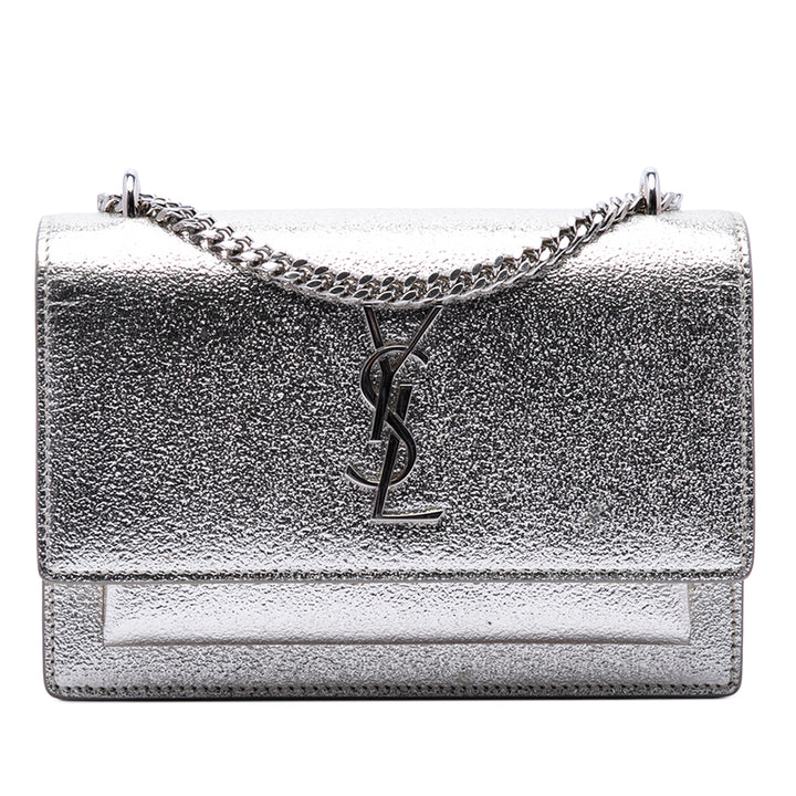 Saint Laurent Mini Metallic Cuir de veau Monogram Sunset Wallet on Chain