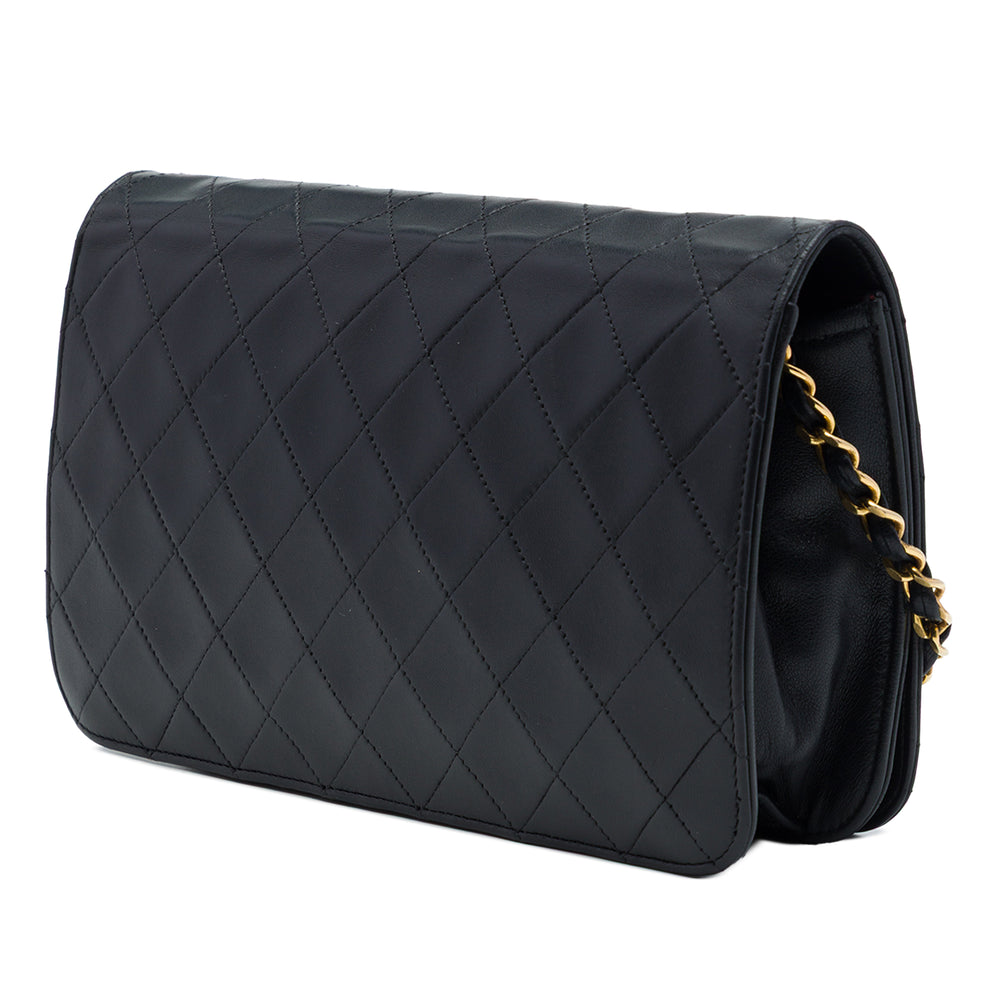 Chanel CC Matelassé Full Rabat simple Cuir d'agneau Noir – vue 2 – GABY PARIS