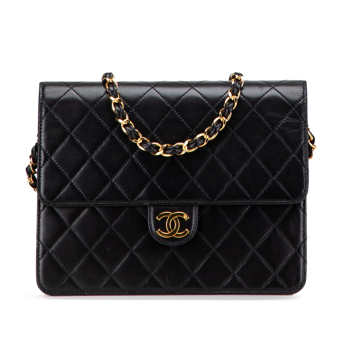 CC Quilted Lambskin Single Flap Black - Gaby Paris